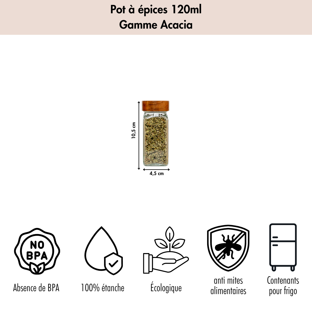 Pot à épice Acacia - 120ml