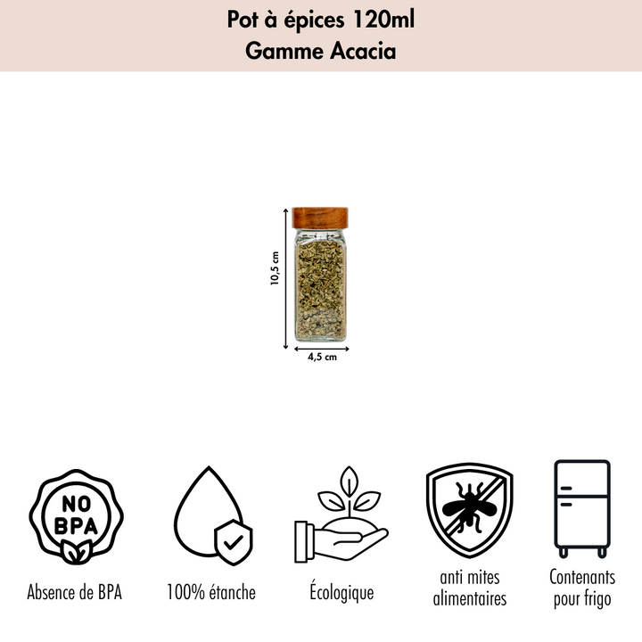 Pot à épice Acacia - 120ml