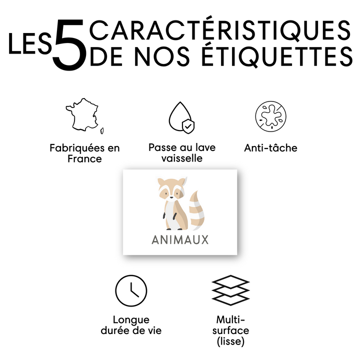 caractéristiques étiquettes bac à jouets