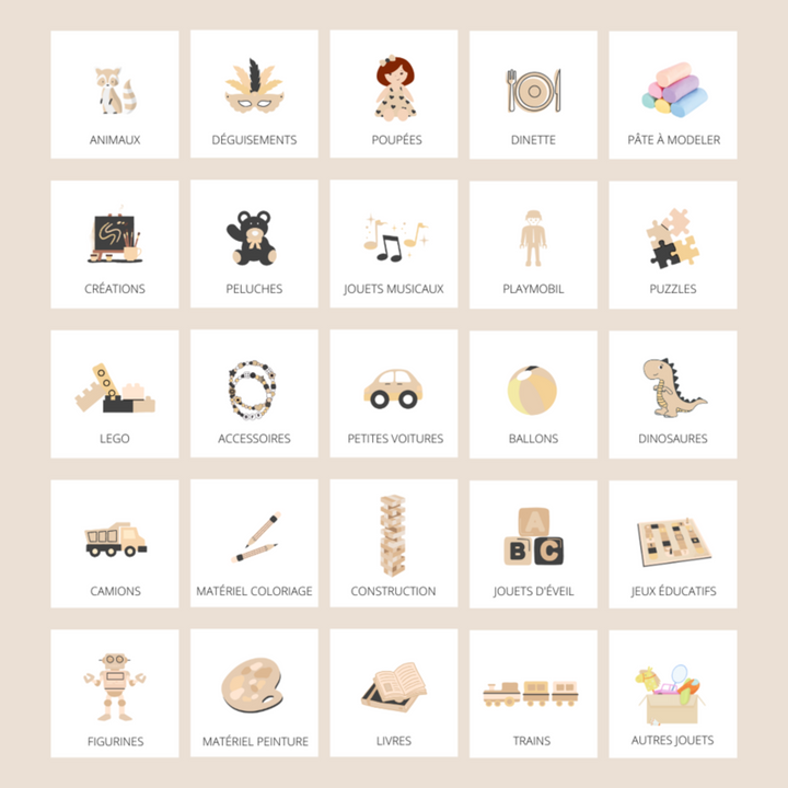 étiquettes bac à jouets