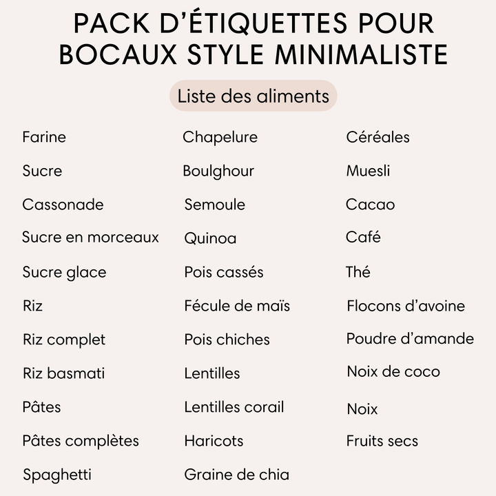 32 étiquettes bocaux style minimaliste