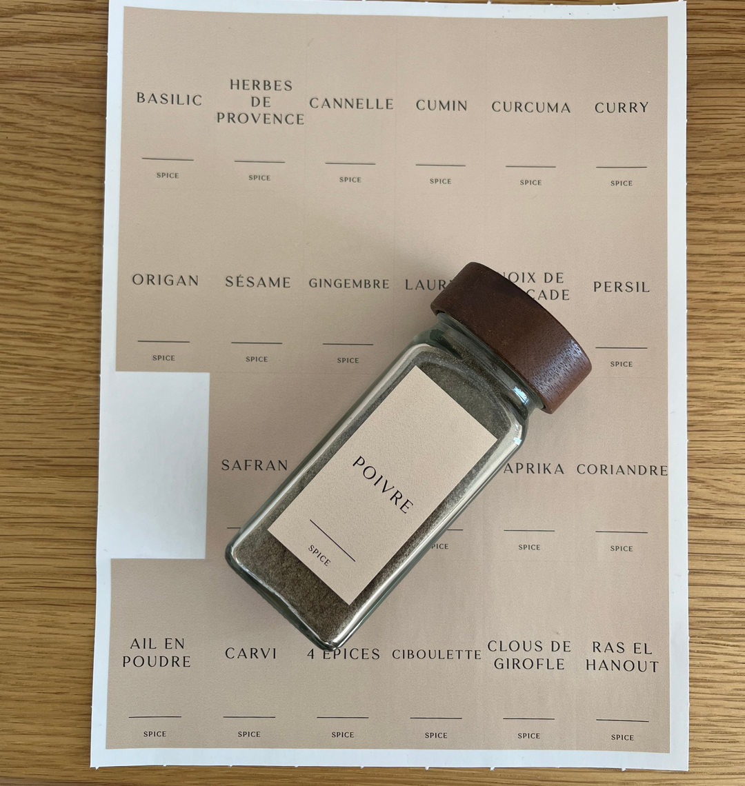 64 étiquettes bocaux et épices style nude
