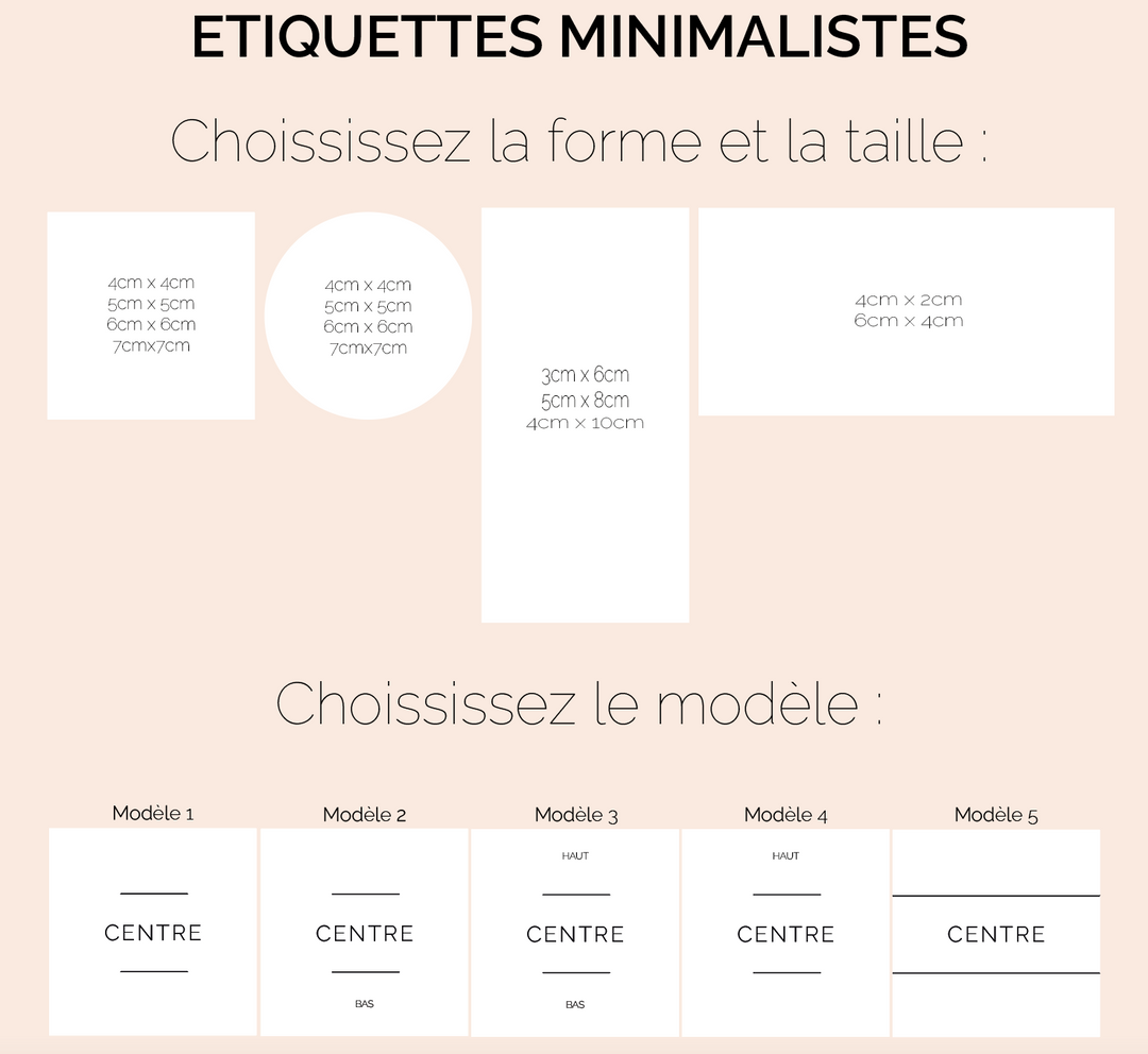 Etiquettes minimalistes personnalisées VERTICALES - BOCAUX