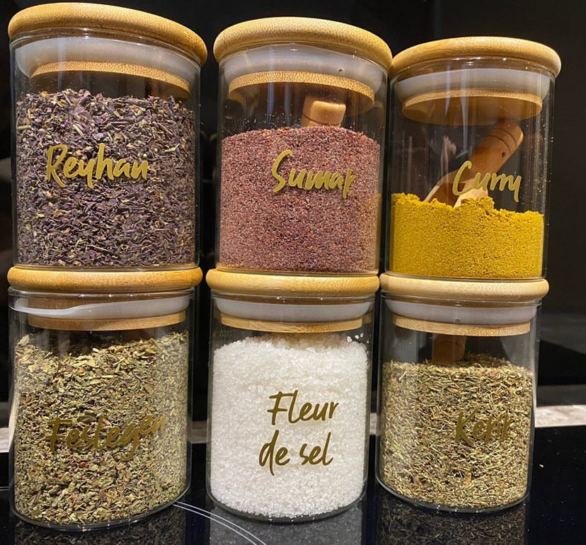 Étiquettes personnalisées de pots à épices arabe et anglais -  France
